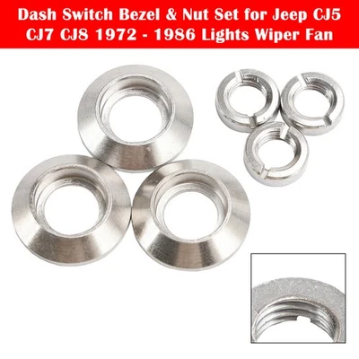 Dash Switch Bezel & Nut Set for Jeep CJ5 CJ7 CJ8 1972 - 1986 Lights Wiper Fan - Изображение 1 из 4