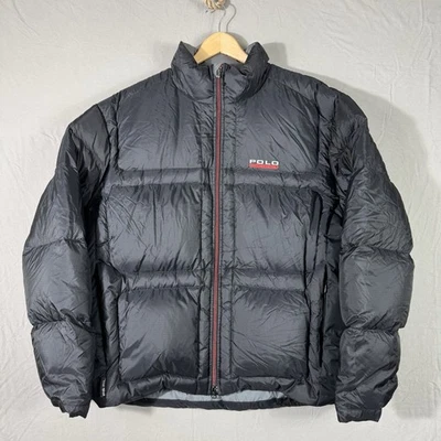VINTAGE Ralph Lauren Polo Sport Jacket Puffer Mens Large Black Down Full Zip XL - Image 1 of 4