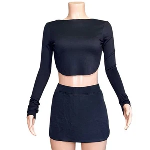NWT ARE YOU AM I Quinn Backless Cropped Top, Black, Medium - Picture 1 of 6