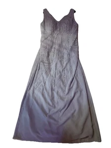 Light Gray Beaded Wedding Dress Size 14 Sleeveless Formal Gown with light bolero - Picture 1 of 10