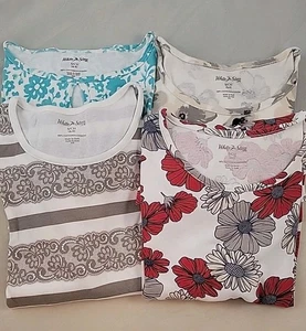 White Stag 4 knit tops size S 4-6 short sleeve Pullover 100% cotton Flowers - Picture 1 of 14