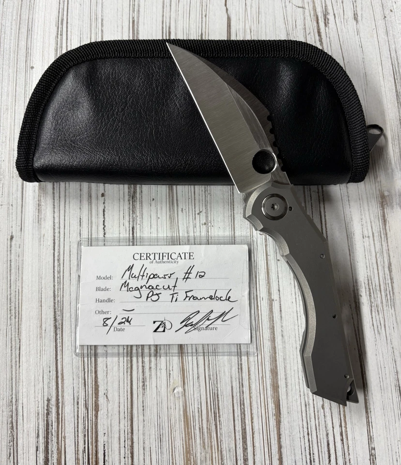Cuchillos personalizados Zack Perlow Multipass #12 Ti Framelock Magnacut DOB 8/24 Foto 1 de 4