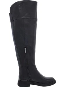 FRANCO SARTO Womens Black Battina Round Toe Block Heel Leather Riding Boot 7 M - Picture 1 of 2