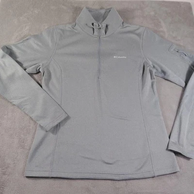 Pullover Columbia para mujer grande gris omni-mecha cuarto cremallera manga larga agujeros para los pulgares Foto 1 de 4