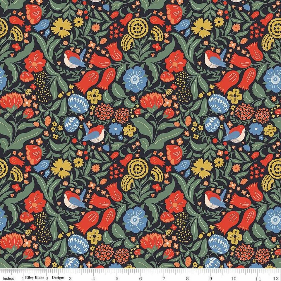 Edredón principal de algodón de carbón Riley Blake "Wanderlust" de 1/4 yarda 9x42 Foto 1 de 1