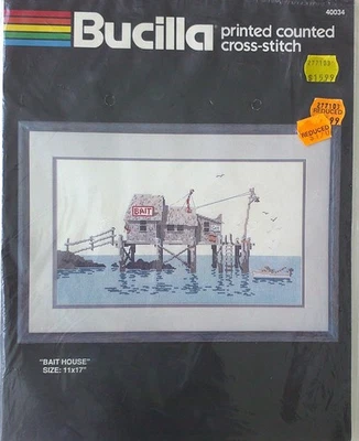 Bucilla BAIT HOUSE 11" x 17" Printed Counted Cross Stitch Kit SIP - Image 1 of 2