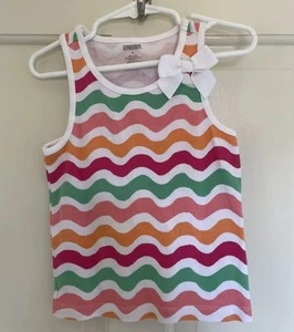 CUTE Gymboree Girls Size 4 XSmall Striped Tank Top Sleeveless Bow EUC - Picture 1 of 4