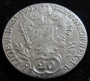 MDS AUSTRIA AUSTRIA IMPERIO IMPERIAL 20 CRUCEROS 1806 B ""FRANZ II.", PLATA #E - Imagen 1 de 2