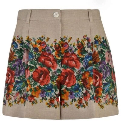 DOLCE & GABBANA ~ hermosos Pantalones Cortos de Lino FLORAL ~ Talla: S / M; 42 ~ AUTÉNTICOS  Foto 1 de 4
