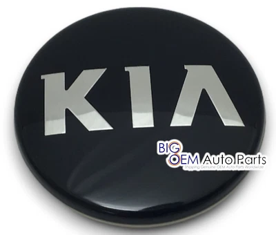 Cubierta de cubo de tapa central de rueda de aluminio cromado negro KIA 2,5" OEM 52960-3W200 Foto 1 de 4
