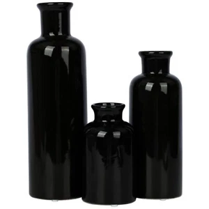 Black Ceramic Vase Set of 3, Modern Bohemian Farmhouse Home Decor, Decorative... - Picture 1 of 6