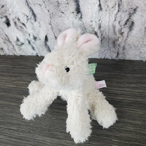 Russ 5 Zoll weißer Hase Kaninchen kleine schlappe Plüsch mintgrün Gingham Schleife - Bild 1 von 7