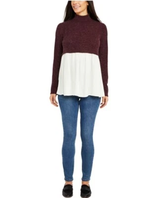 Motherhood Maternity Women's Layered-Look Hacci Maternity Top Winetasting XL - Image 1 of 4