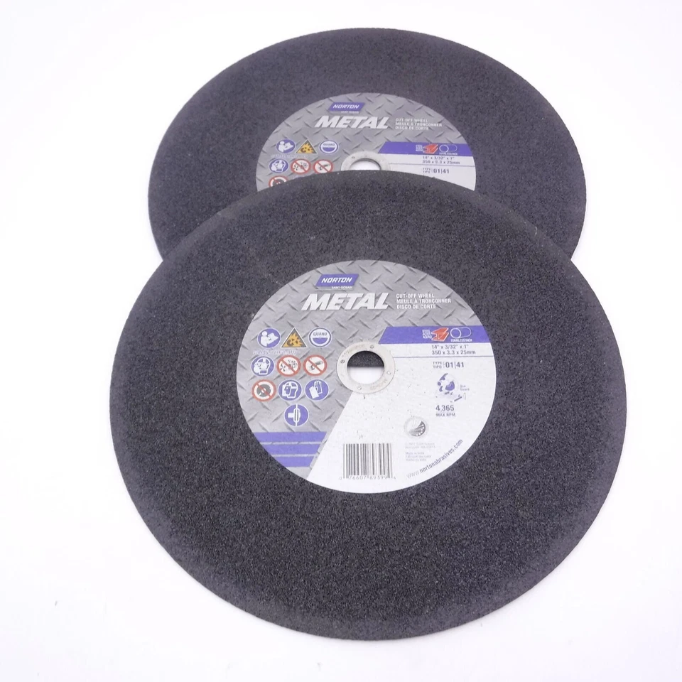 norton metal cut off wheel type 01/41 14"x7/64"x1" 5 pack - Image 1 of 1