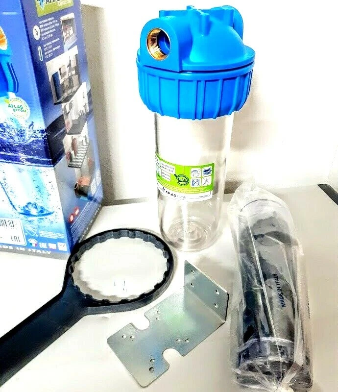 ATLAS FILTRI FILTRO ACQUA ATLAS A CARBONI ATTIVI 3/4" + CHIAVE E STAFFA A MURO SERIE SX 10"