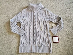 Womens STUDIO WORKS Gray chunky knit 3/4 sleeve roll-neck pullover sweater sz PM - Picture 1 of 6