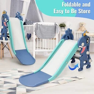 3-in-1 Indoor Slide for Kids Folding Slide Climber Playset with Basketball Hoop - Picture 1 of 7