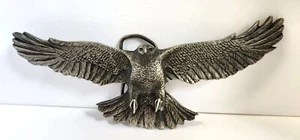 Vintage Bird Of Prey HAWK Fine Pewter Belt Buckle VINEGARROON Foundries 6.5" W - Picture 1 of 15
