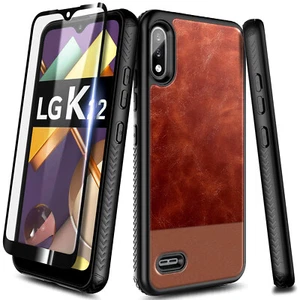 For LG K22 / K22 Plus, Shockproof Leather Phone Case + Tempered Glass Protector - Picture 1 of 6