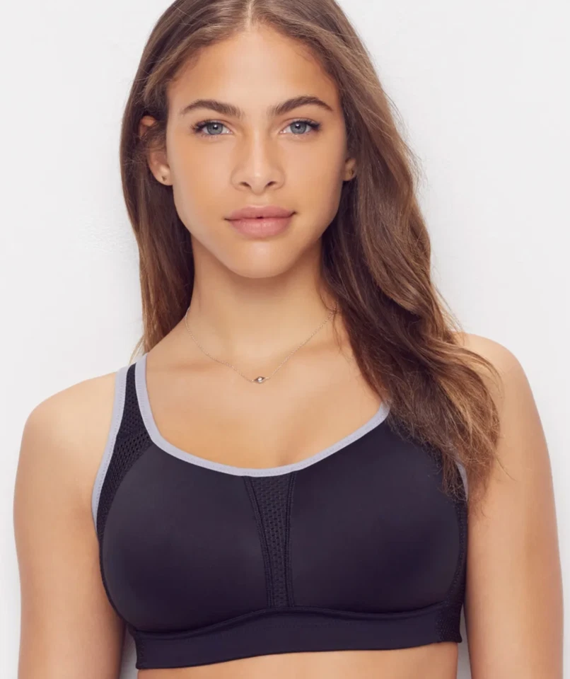 Wacoal BLACK/LILAC GRAY Kerri Wirefree Sports Bra US 42DDD UK 42E