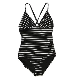 Shade Womens One Piece Swimsuit Size 2 Black White Striped Swim - Picture 1 of 5