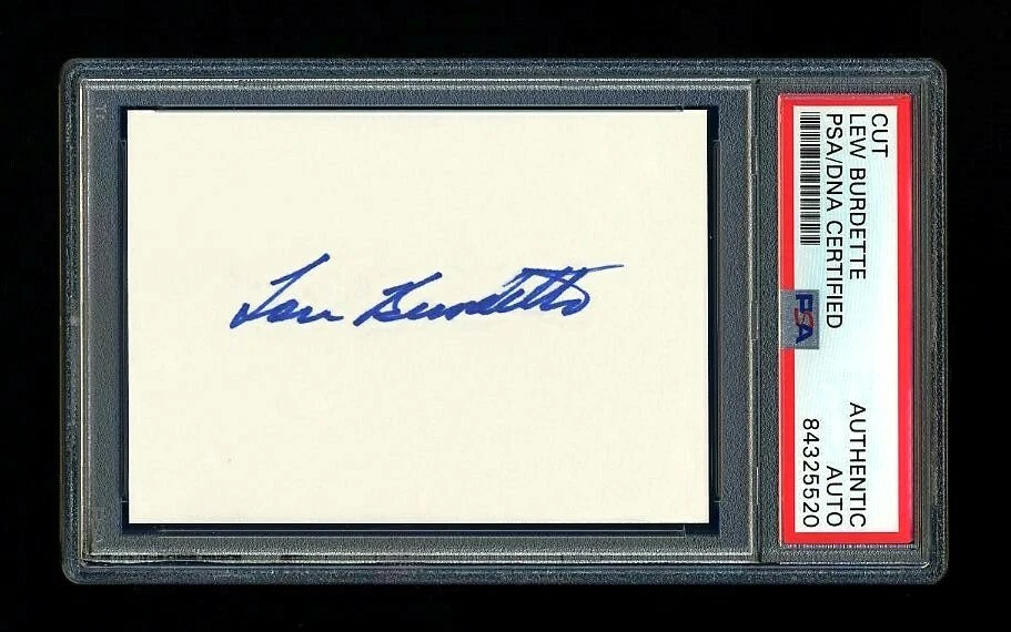 LEW BURDETTE SIGNED MINT CUT PSA/DNA AUTOGRAPHED 1957 MILWAUKEE BRAVES WSC MVP - Image 1 of 1