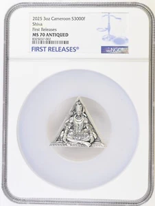 SHIVA Antiqued Tri Coin 3 oz Silver Coin 3000 Francs Cameroon 2025 NGC MS70 Pop3 - Picture 1 of 3