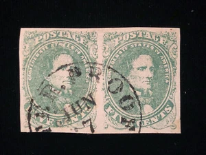 CONFEDERATE STATES OF AMERICA: USED #1 PAIR, TOWN CANCEL - Picture 1 of 1
