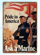 oil lodge cafes by artist 1960s Pride in American Ask a Marine metal tin sign