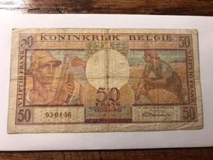 1956 Belgium  50 Francs Note Hvy Circ. #15104 - Picture 1 of 2