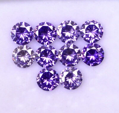 14.74 CTS Purple Cubic Zircon Round Cut 6 mm Lot 10 Pcs Loose Gemstones - Image 1 of 4