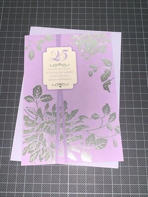 Tarjeta Hallmark 25 aniversario de plata: celebración especial púrpura compartiendo vida Foto 1 de 4