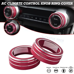 2X Red Aluminum AC Knob Control Overlay Decor Cover For Toyota RAV4 2019-2025 - Picture 1 of 12