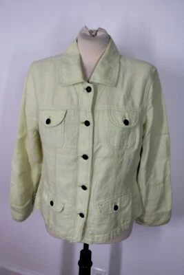 J Jill MP Yellow 100% Linen Button-Front Jean-Style Jacket - Image 1 of 4