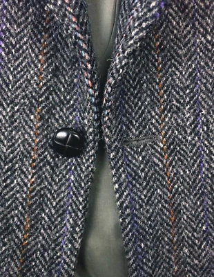 Твидовая елочка 38R шерсти Sport пальто серый с фиолетовый и зеленый в полоску - Изображение 1 из 4