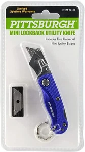 Mini Utility Knife & Blades : Lockback Safety with Keychain and 5 Mini Blades - Picture 1 of 3