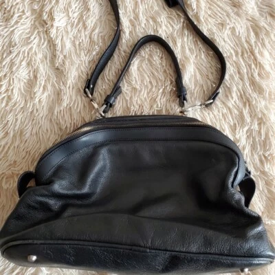 Nicoli Black Chic 100% Leather Handbag Work Travel Bag - Image 1 of 4