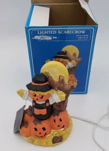 VTG House of Lloyd Lighted Halloween Scarecrow Pumpkin Ceramic Decoration 7” - Picture 1 of 8