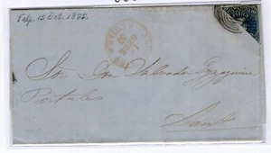 CHILE 1855 october Desmadryl Sc.5 10c blue bisected on folded cover - Picture 1 of 1