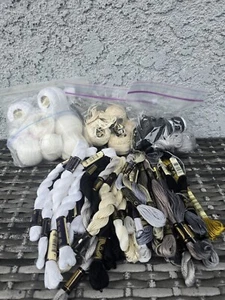 Lot Of DMC Anchor and Misc Floss Some VINTAGE 80% New Blow Out Sale Black White - Picture 1 of 6