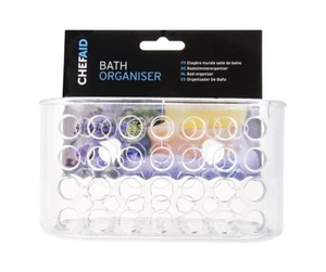 Chef Aid Bath Organiser Suction Cup Holder Clear Plastic Soap Sponge Easy Clean - Picture 1 of 2