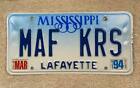 MAF KRS Mississippi Vanity License Plate Midland Kristians and Norway Airpr
