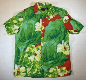 Ralph Lauren Purple Lable Linen Hawaiian Botanical Floral Button Down Shirt Lg - Picture 1 of 10