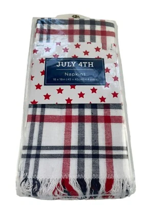 Rojo Blanco Azul Patriótico 4 de Julio Juego de 4 Servilletas de Tela Nuevo Americana Foto 1 de 4