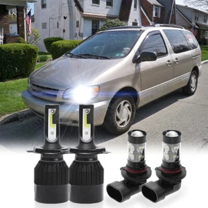 Faro LED 6000K haz alto/bajo + faros antiniebla para Toyota Sienna 1998-2003 - Imagen 1 de 12