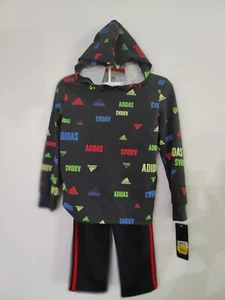 Adidas Hooded Tee Pants Marching Set Black Gender Boys 2 Piece SET Size 5 - Picture 1 of 8