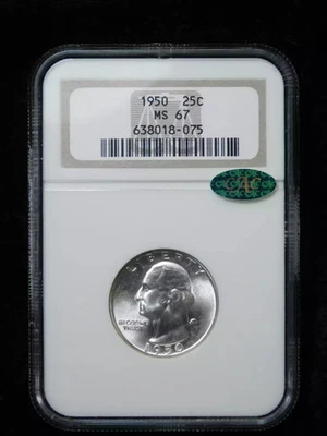 1950 .25C Washington Silver Quarter – NGC MS67 CAC - Image 1 of 4