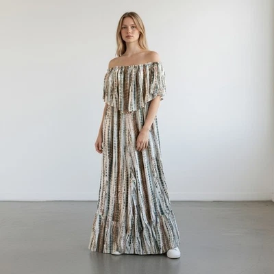 无品牌连身裤荷叶边无肩带宽腿波西米亚时尚休闲小号 — 第 1/4 张图片