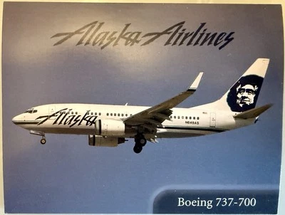 Tarjeta coleccionable RARA Alaska Airlines 737-700 (con winglets) librea de hielo Foto 1 de 2