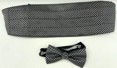 Esmoquin ajustable con pajarita negra geométrica para hombre Cummerbund Foto 1 de 4